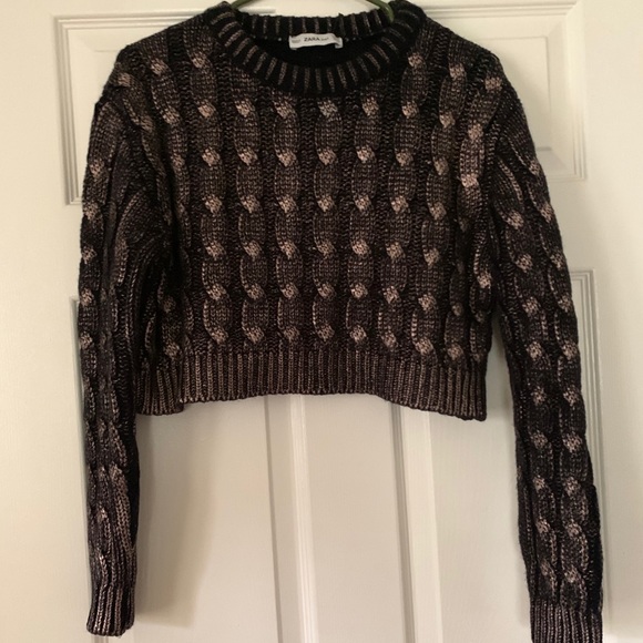 Zara Tops - Zara Metallic Crop Sweater